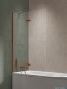 New Trendy Nesta Copper Brushed parawan nawannowy ze wspornikiem kątowym 100x150 cm lewy miedź szczotkowana/szkło przejrzyste P-0251-WL